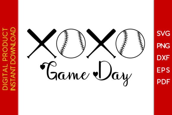 Baseball Bat XOXO Game Day Valentine's SVG Designs for Creative Projects