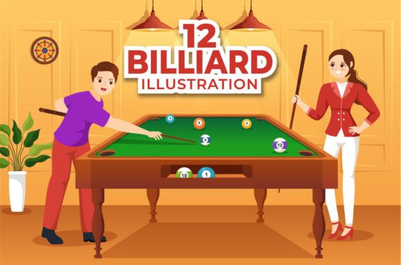 Enhancing Visual Projects with 12 Billiards Game Illustration Sets