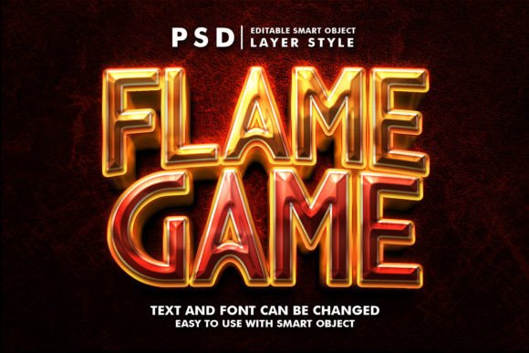 Flame Game Editable PSD Text Effect