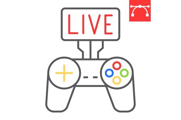 Game Streaming Color Line Icon: Simple Design for Modern Creators