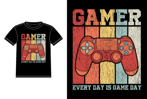 GAMER Typography: Every Day Is Game Day T-Shirt Design for Versatile Creative Projects