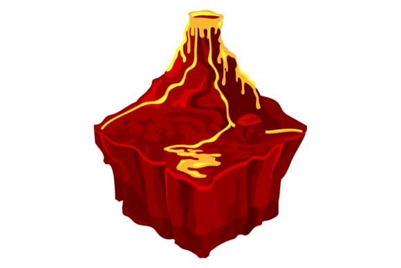 Isometric Volcano on Flying Island. Game: A Creative Asset for Modern Design Workflows