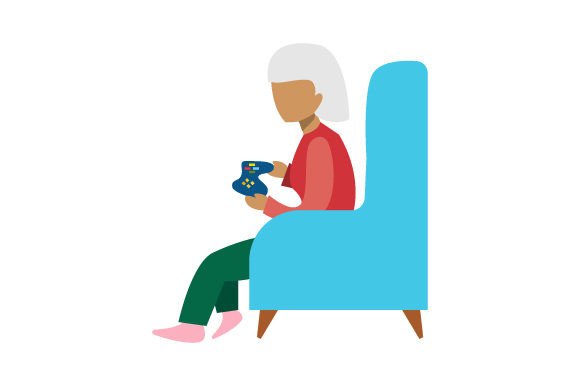 Senior Woman Engaged with a Handheld Game Controller