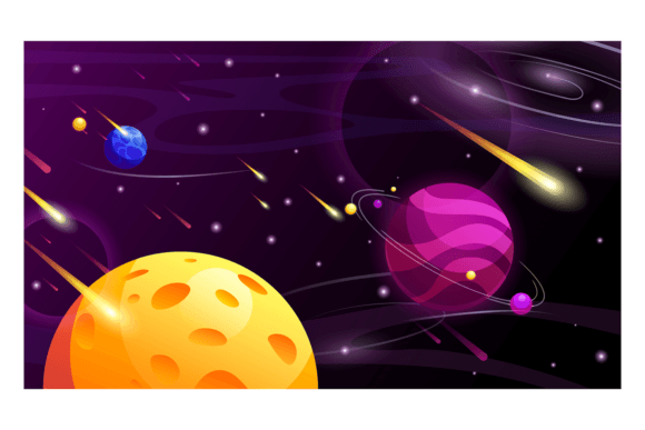 Space Game Background. Cartoon Planets O: A Playful, Cosmic Design Asset